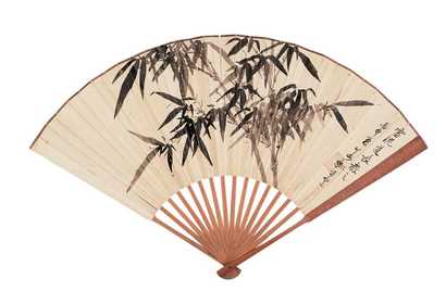 若瓢 1956年作 墨竹图 成扇